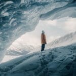 A man standing on ice