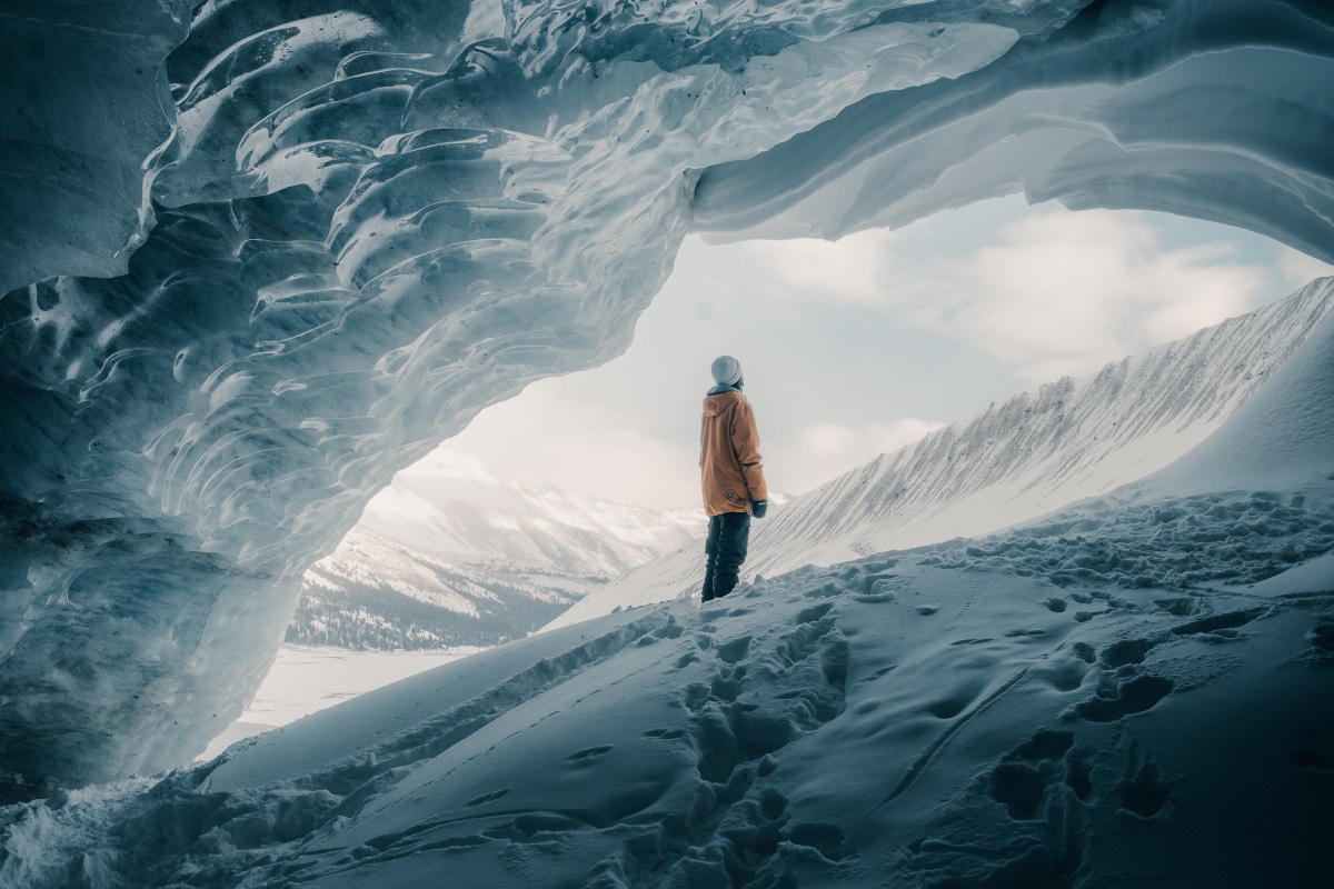 A man standing on ice