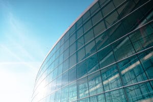 Modern building with sun