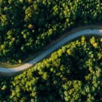Aerial view of road in countryside