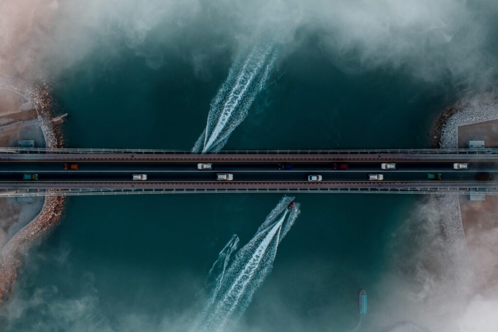 Aerial view of a bridge